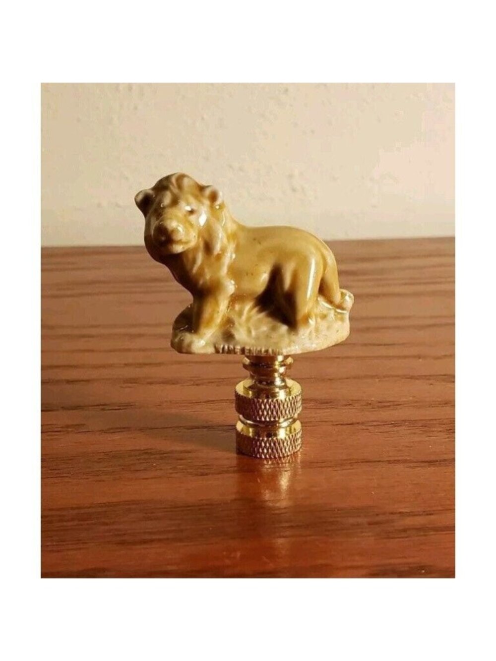 African Lion Lamp Finial Shade Topper Vintage Ceramic Big Cat Safari 2"